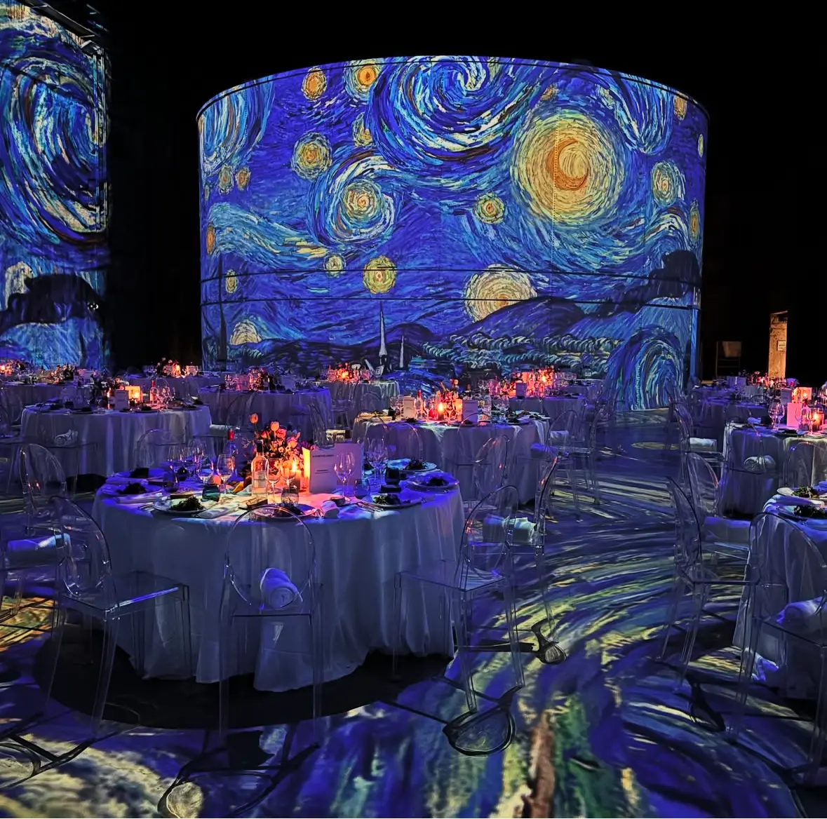 scénographie bassin des lumières dîner vip annuel 